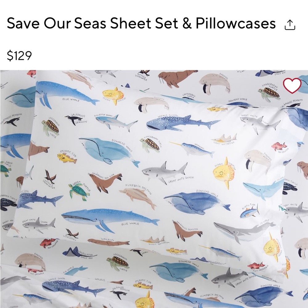 Pottery Barn Save Our Seas Sheet Set